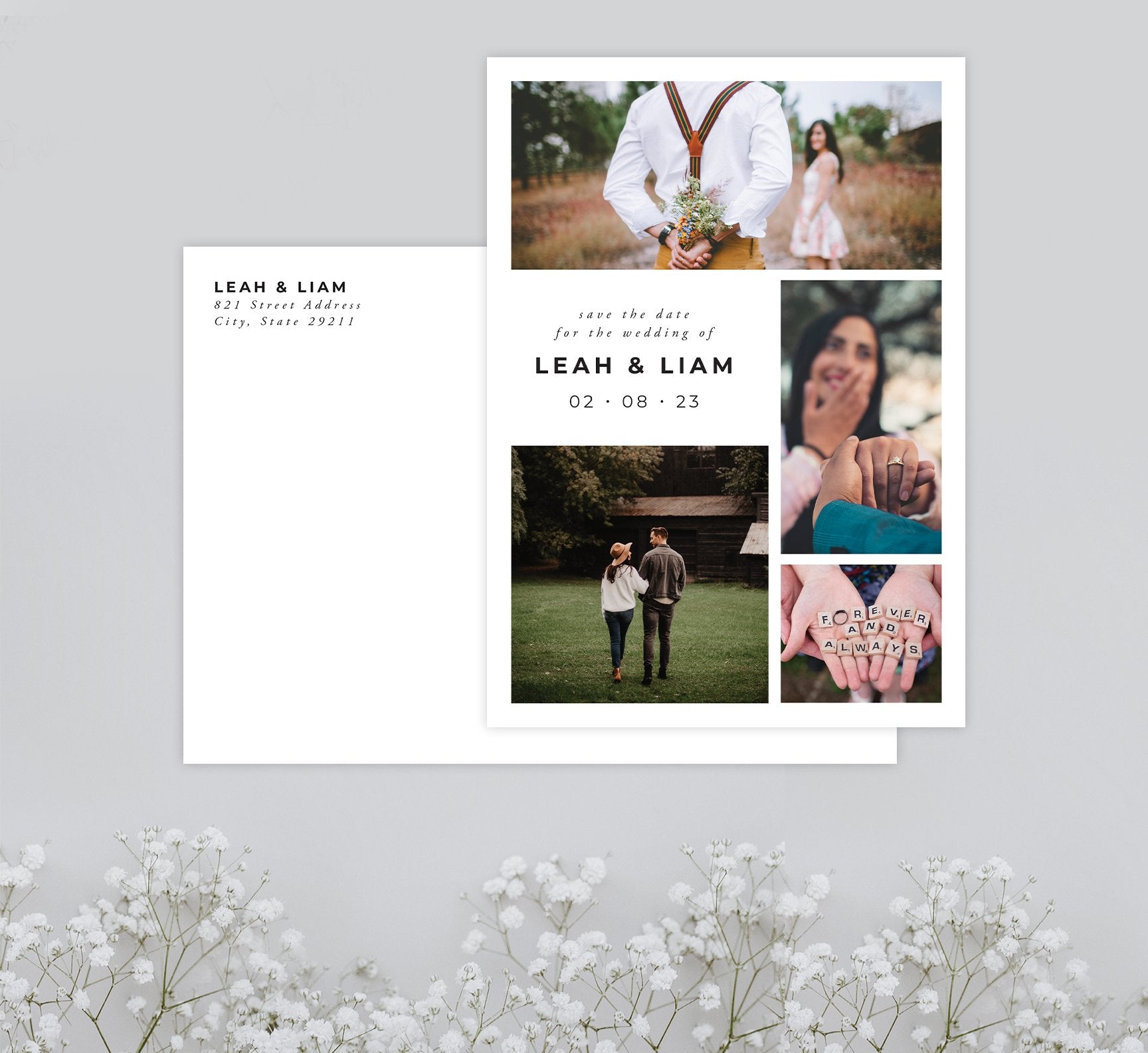 Collage of Love Save the Date Card Mockup