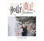 Load image into Gallery viewer, Colorful Christmas Holiday Card; Have a holly jolly christmas on the top of the card in red, green, gold and black text with spot for photo under.

