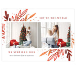Load image into Gallery viewer, Drawn Orange Holiday Card; 3 image spots with hand drawn orange leaves design
