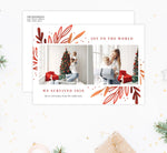 Load image into Gallery viewer, Drawn Orange Holiday Card Mockup; Holiday card with envelope and return address printed on it. 
