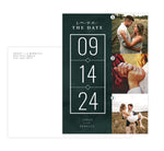 Load image into Gallery viewer, Emerald Watercolor Save the Date Card with 3 image spots
