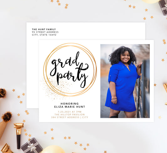 Gold Grad Party Invitation