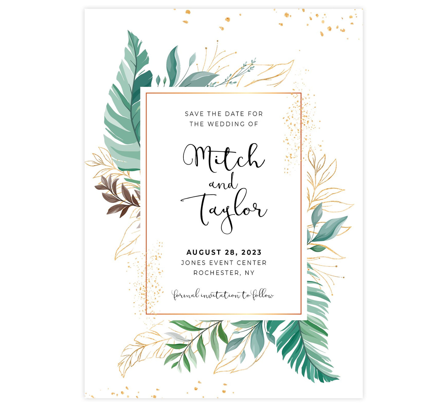 Greenery Frame Save the Date Card