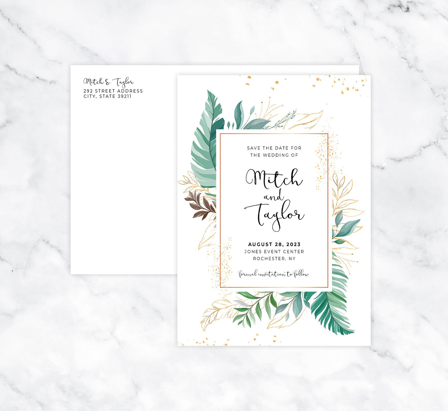 Greenery Frame Save the Date Card Mockup