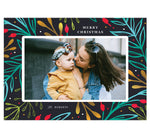 Load image into Gallery viewer, Greenery Pattern Holiday Card; 1 large image spot with colorful hand drawn pattern background.
