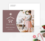 Load image into Gallery viewer, Light of the World Holiday Card Mockup; Holiday card with envelope and return address printed on it. 
