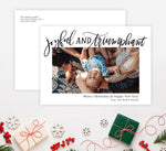Load image into Gallery viewer, Joyful Holiday Card Mockup; Holiday card with envelope and return address printed on it. 

