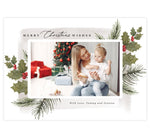 Load image into Gallery viewer, Holly Berry Holiday Card; 1 large image spots with watercolor background
