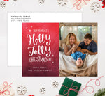Load image into Gallery viewer, Holly Jolly Holiday Card Mockup; Holiday card with envelope and return address printed on it. 
