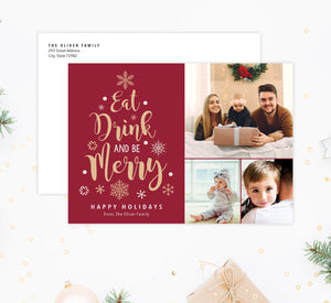 Merry Tree Holiday Card Mockup; Holiday card with envelope and return address printed on it. 