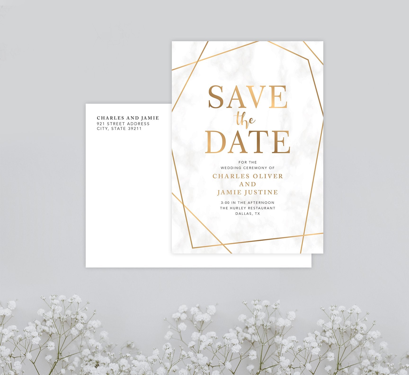 Precious Marble Save the Date Card Mockup