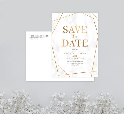 Precious Marble Save the Date Card Mockup