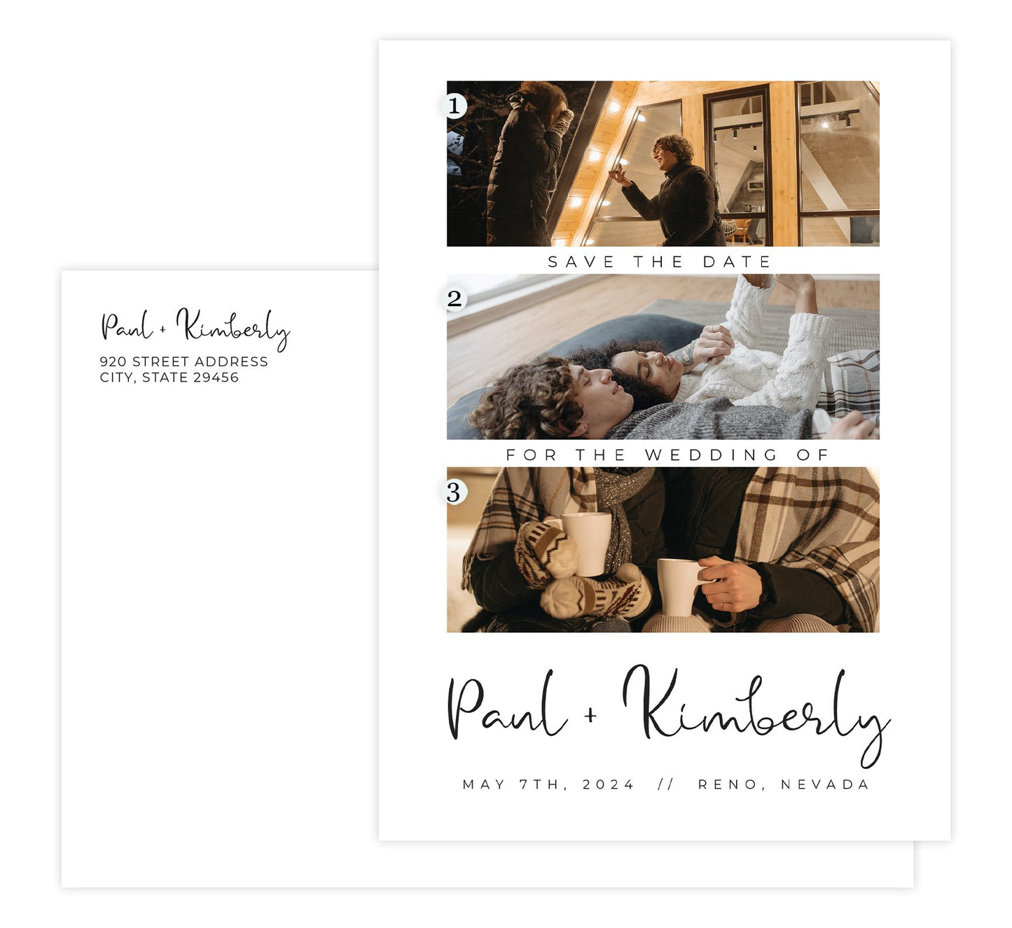 Pure and Simple Save the Date Card with 2 image spots