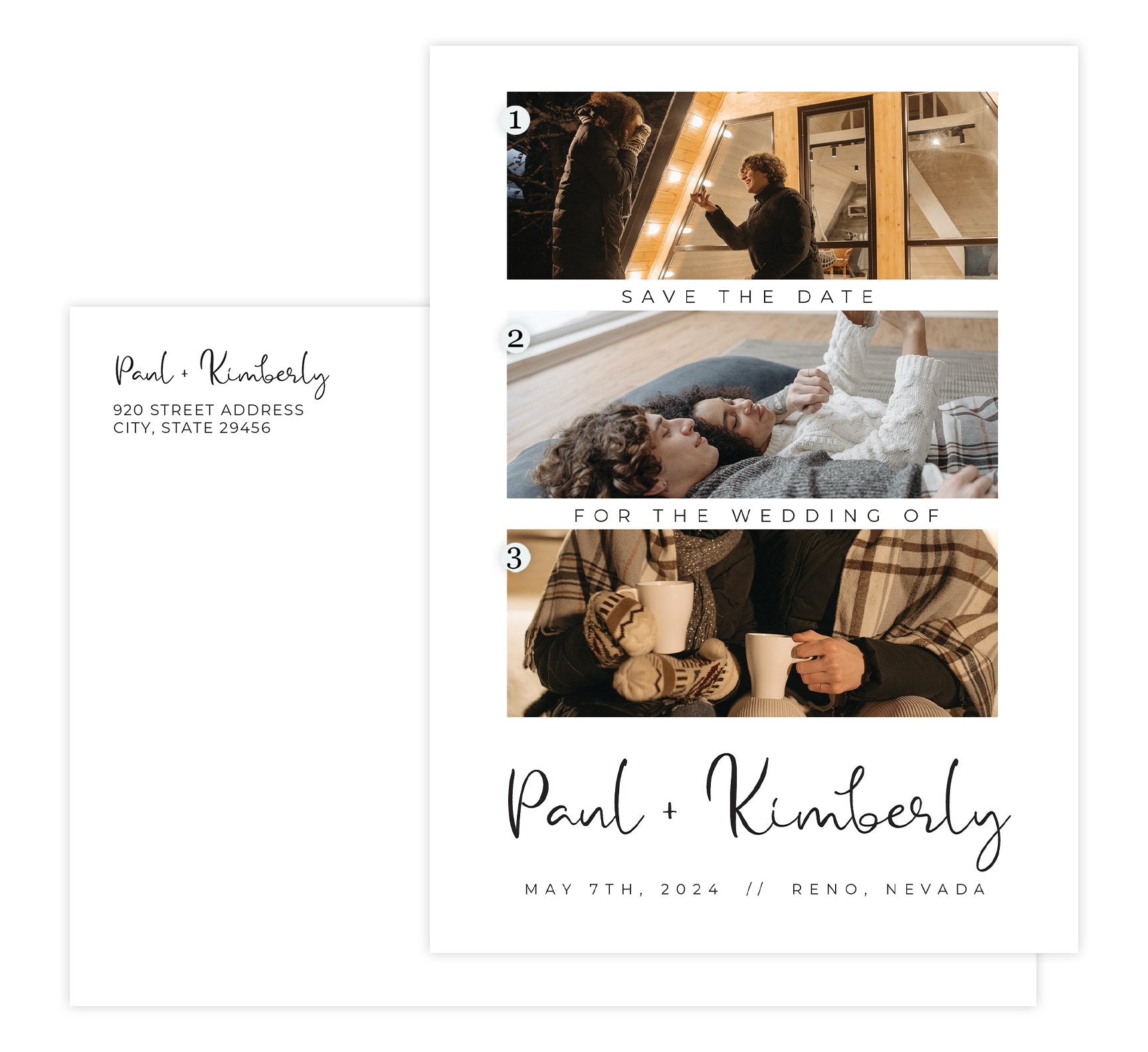 Pure and Simple Save the Date Card with 2 image spots