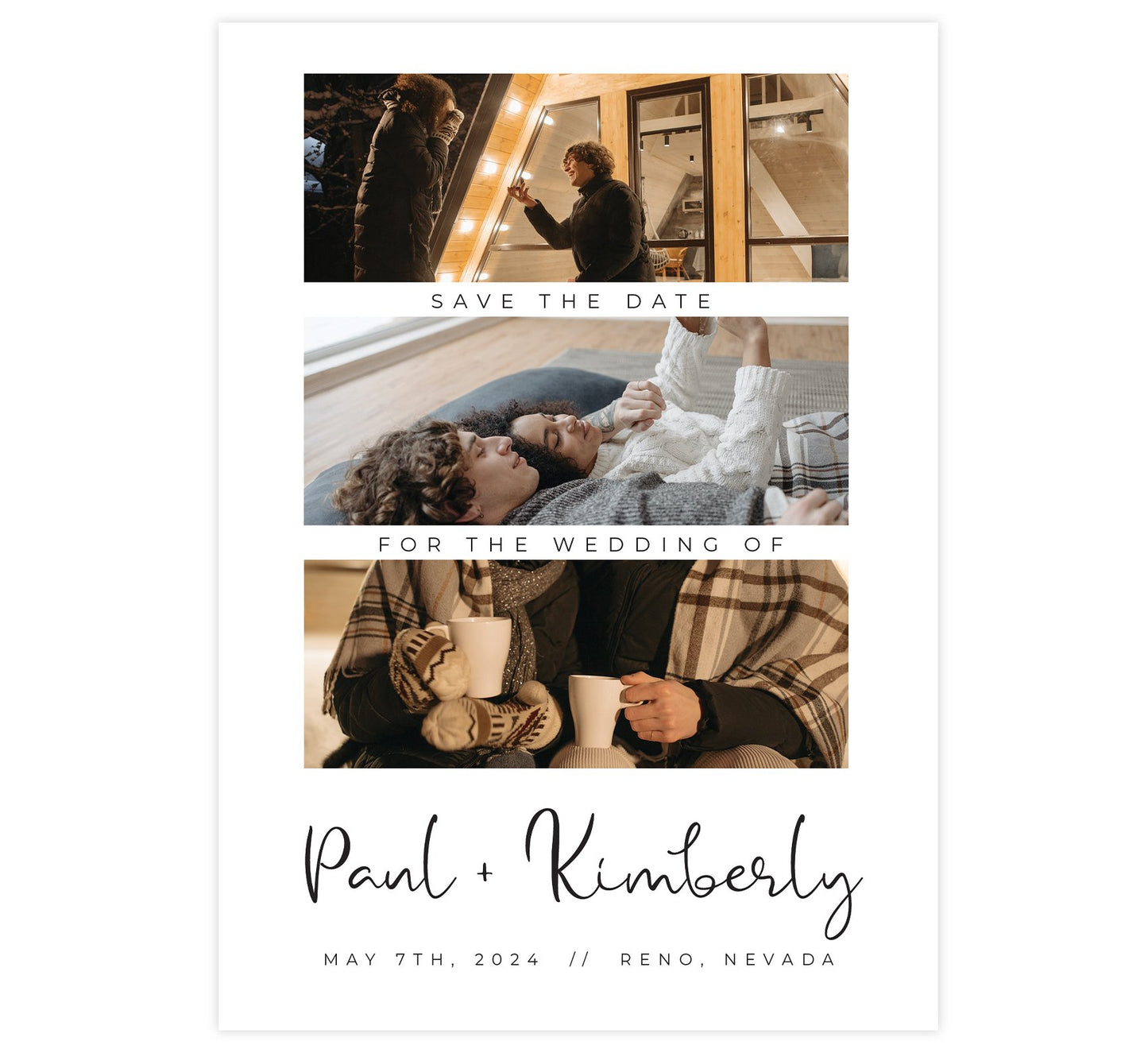 Pure and Simple Save the Date Card with 2 image spots