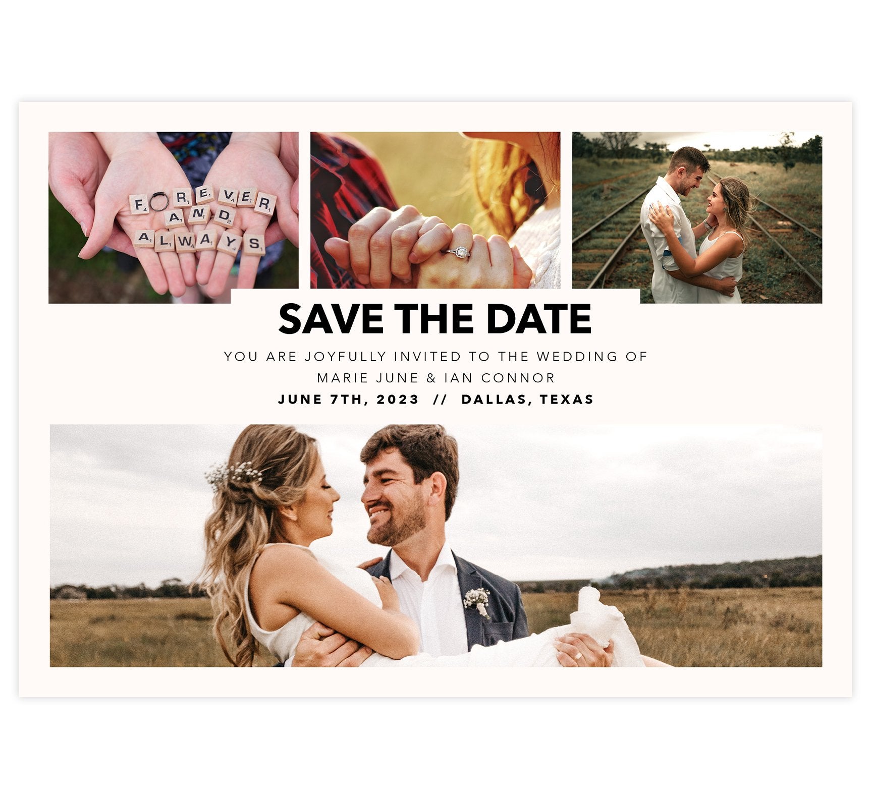 Simple Chic Save the Date Card with 2 image spots