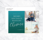 Load image into Gallery viewer, Socially Distant Holiday Card Mockup; Holiday card with envelope and return address printed on it. 
