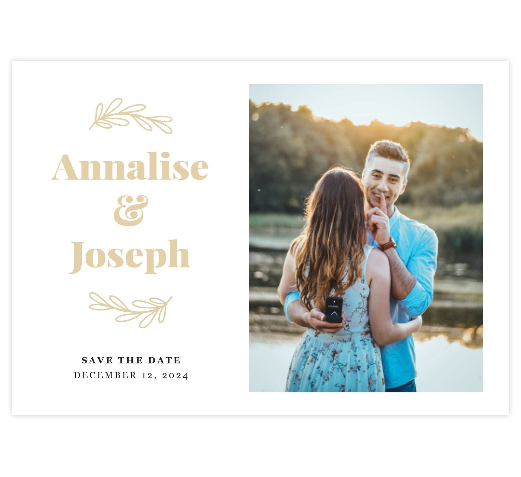 Stunning Gold Save the Date Card with 1 or 4 image spots