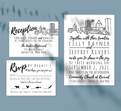 Lovely Skyline wedding set mockup