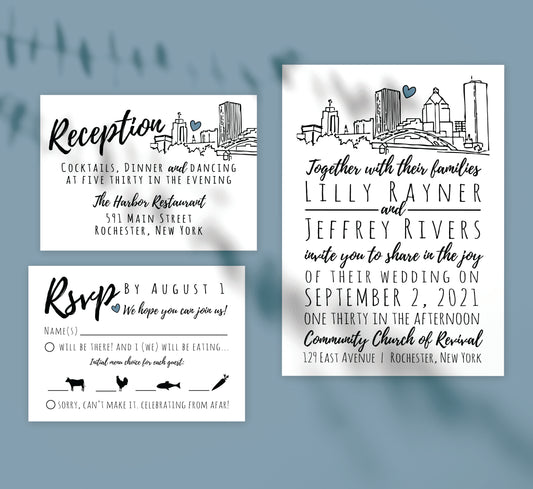 Lovely Skyline wedding set mockup