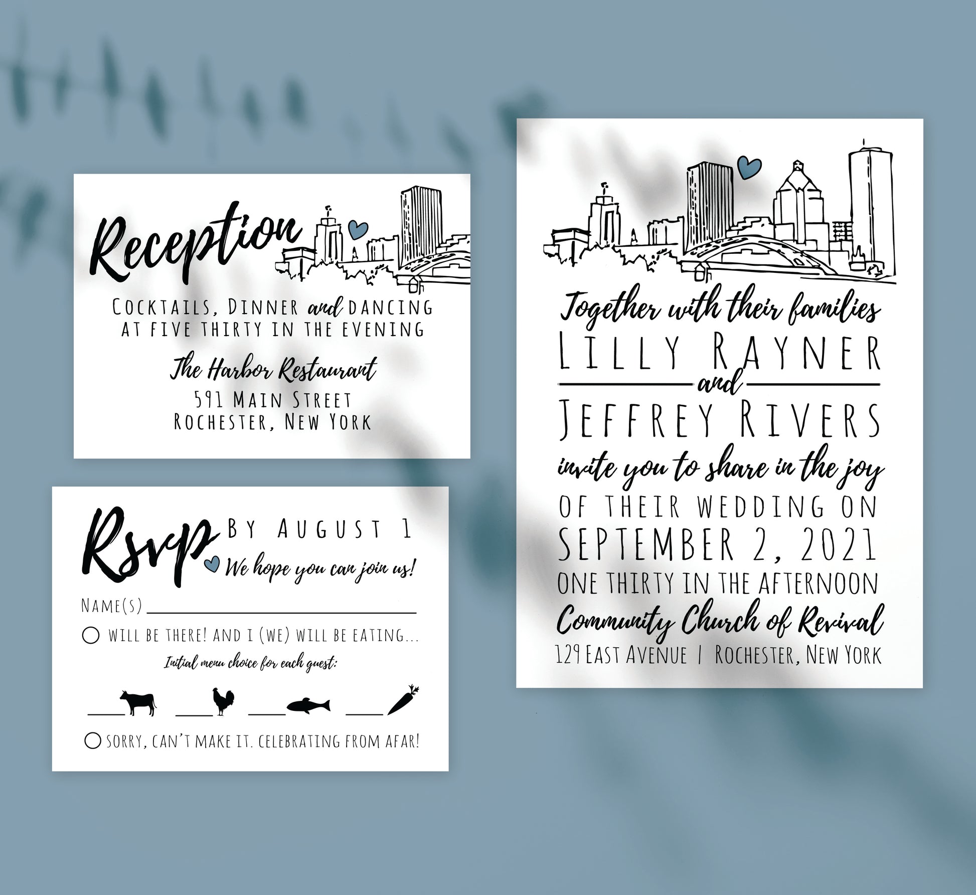 Lovely Skyline wedding set mockup