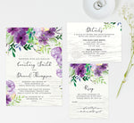 Load image into Gallery viewer, Elegant Purple Watercolor Wedding Invitation and Set Mockup
