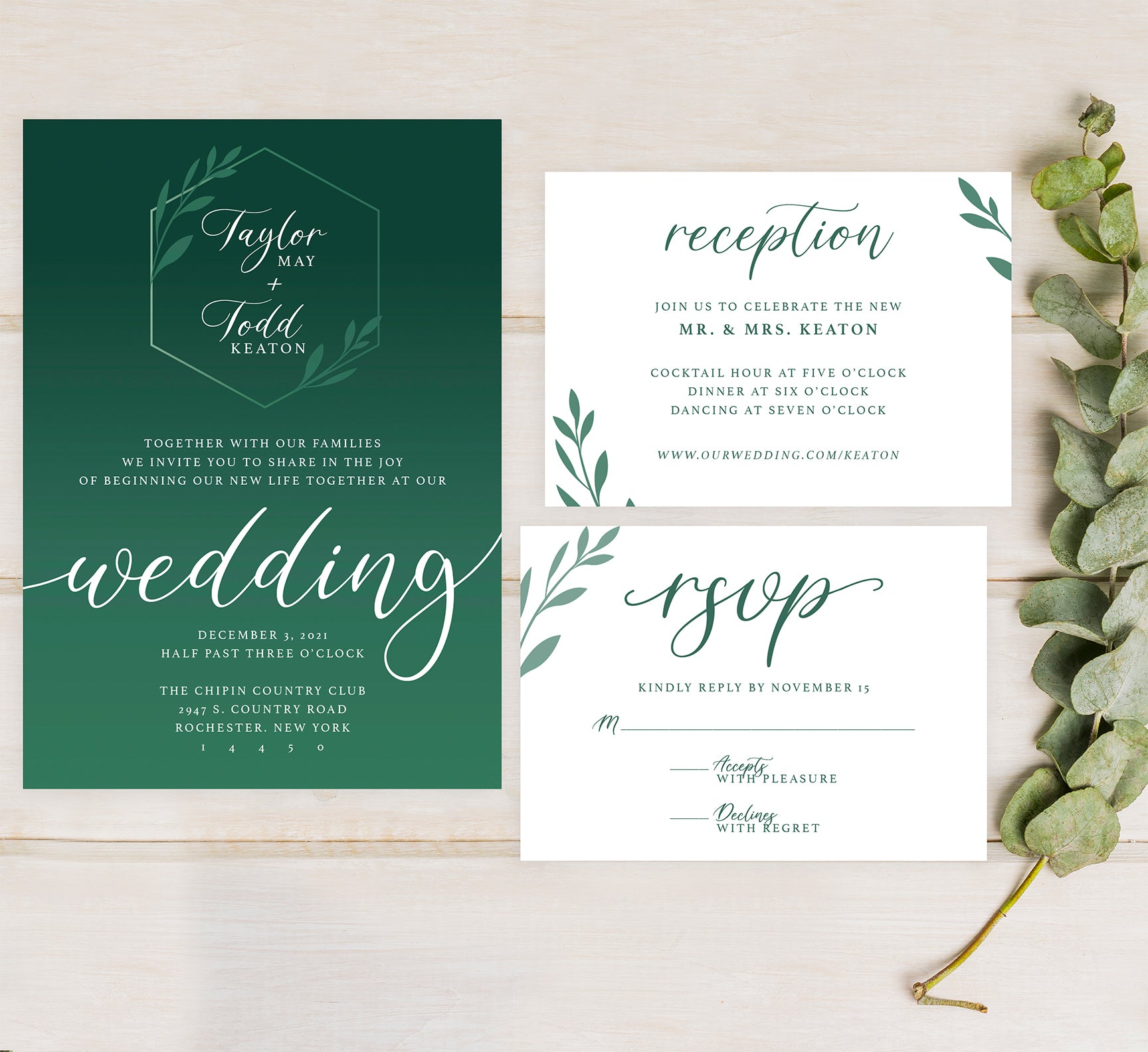 Emerald Green wedding set mockup
