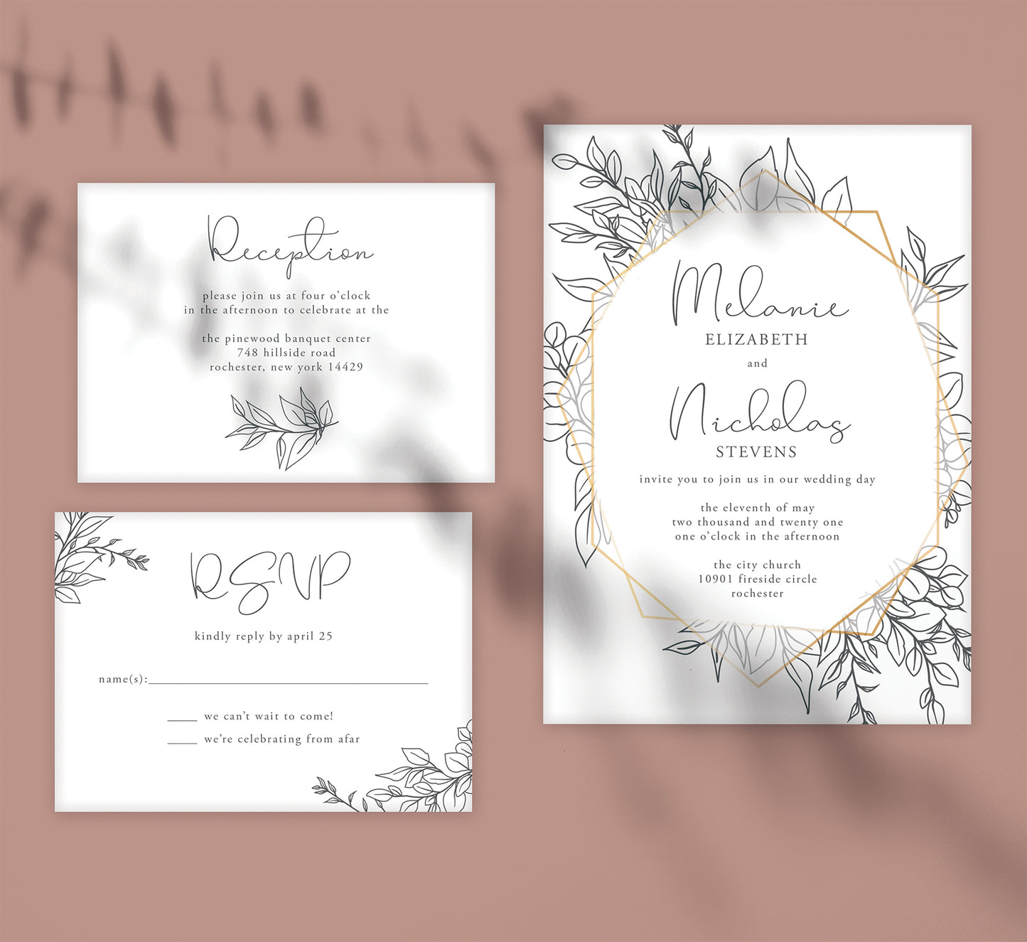 Hand Drawn Frame Wedding Set Mockup