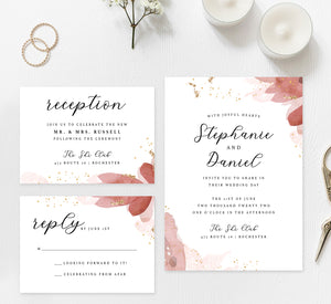 Enchanting Watercolor wedding invitation and set mockup