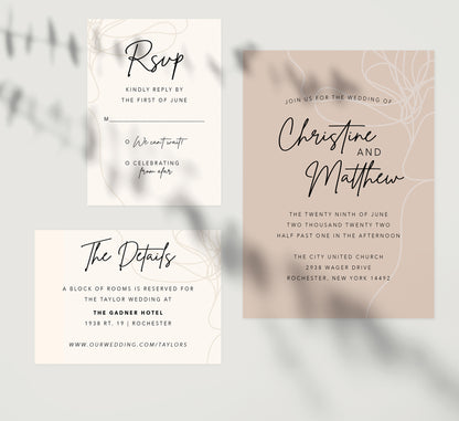 Modern Handwriting wedding invitation and set