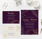 Load image into Gallery viewer, Modern Purple wedding invitation and set
