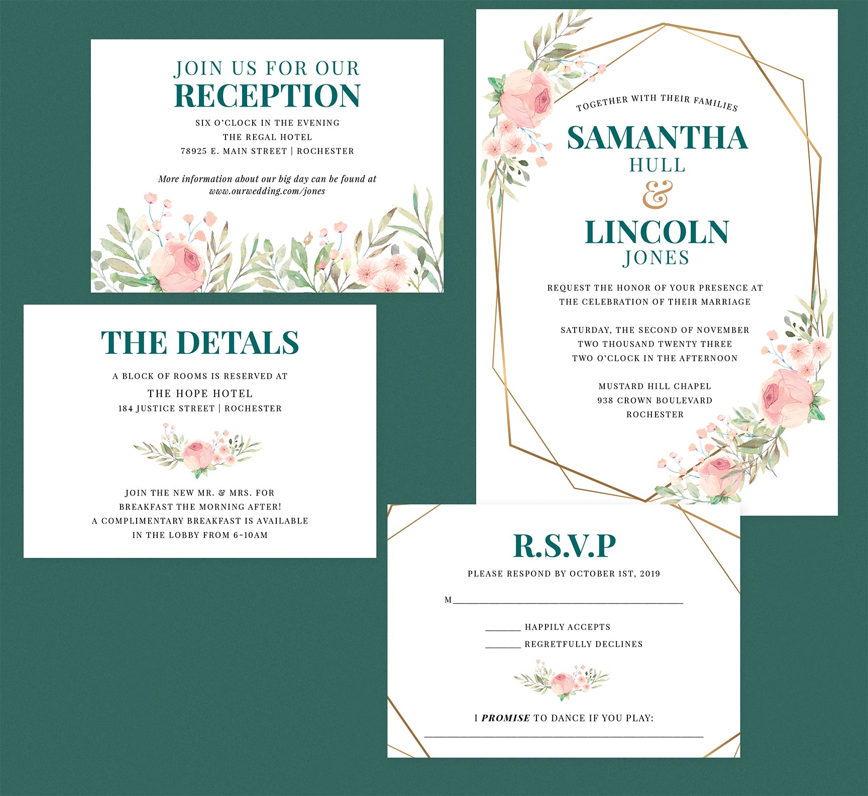 Pink and Teal Invitation