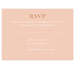 Load image into Gallery viewer, Rose Gold wedding response card; pink background with rose gold and white text
