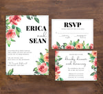 Load image into Gallery viewer, Watercolor Roses wedding invitation and set
