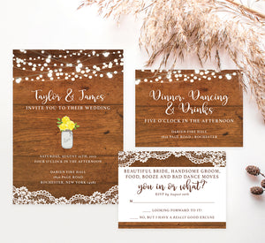 Rustic Glow wedding invitation and set