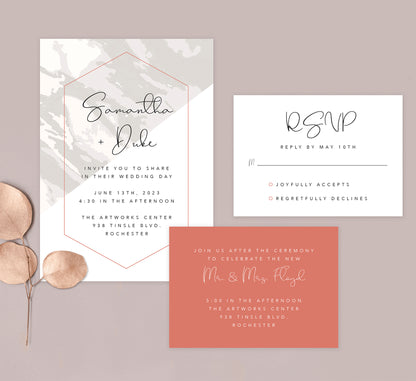 Coral Color Pop Wedding Set Mockup