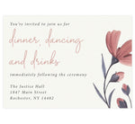 Load image into Gallery viewer, Always Love wedding reception card; cream textured background with flowers on the right side with black and pink text

