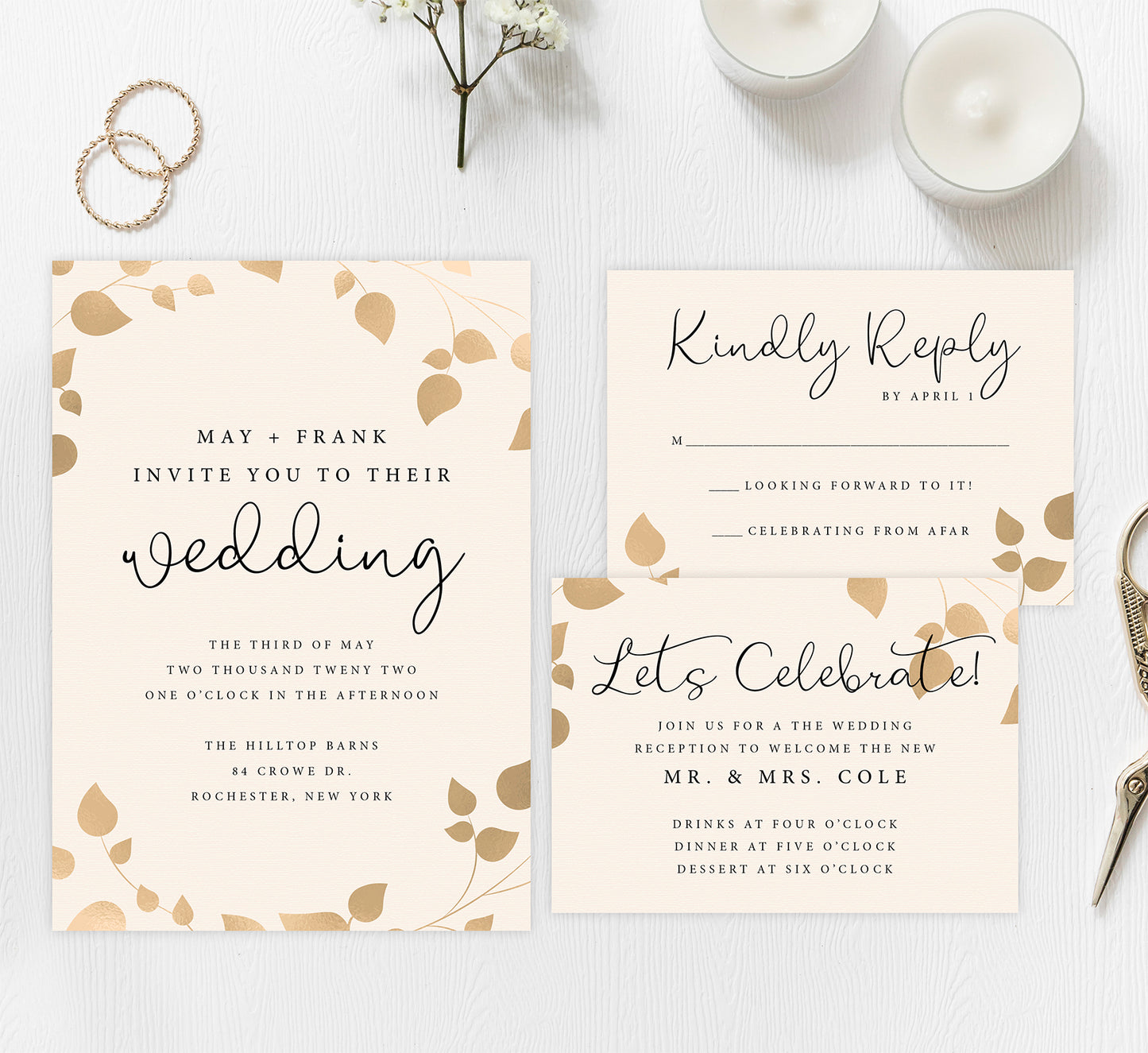 Elegant celebration wedding set mockup
