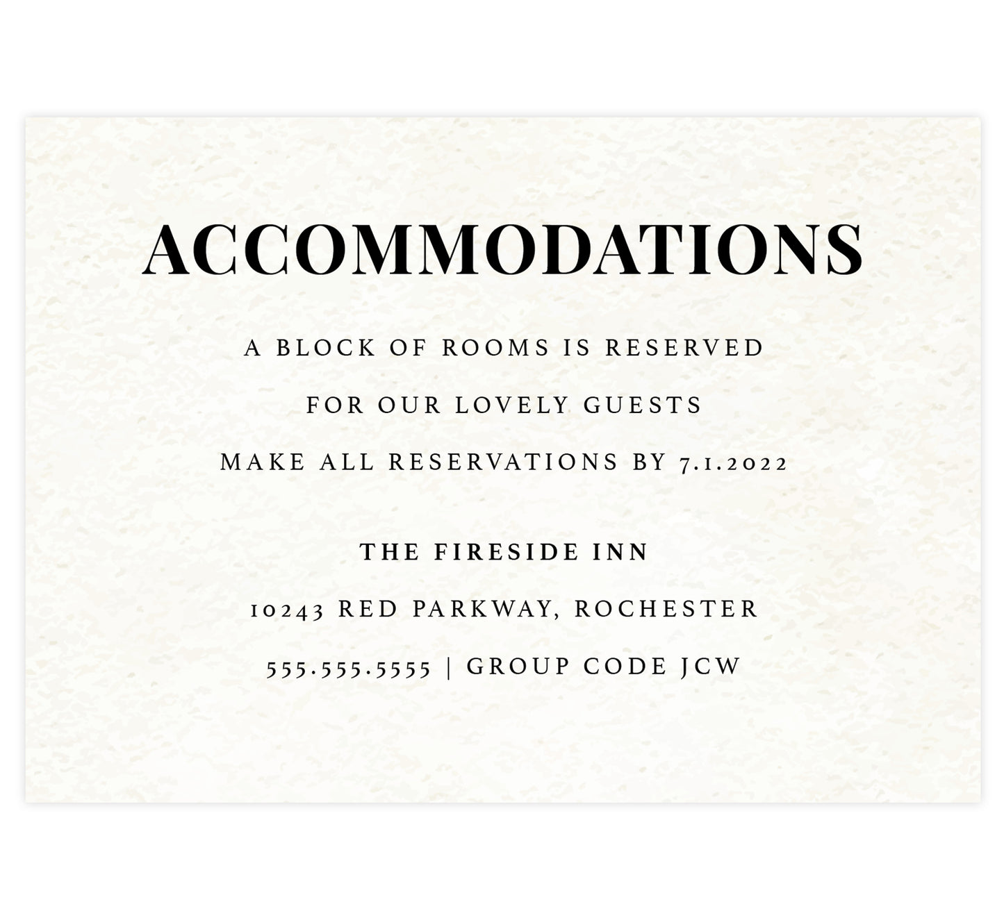 Colorful Floral Frame wedding detail/accommodation card; textured background with black text