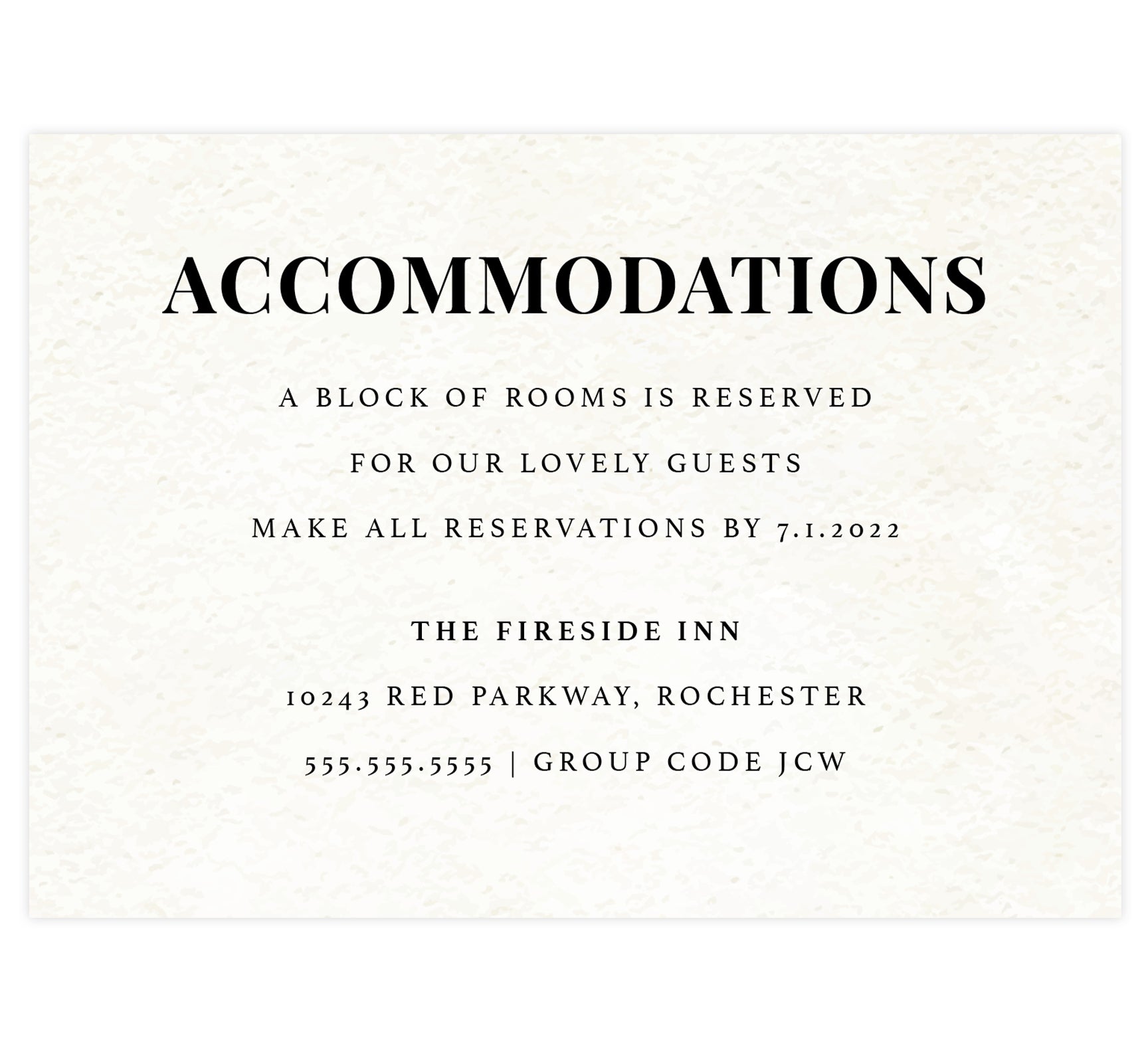 Colorful Floral Frame wedding detail/accommodation card; textured background with black text