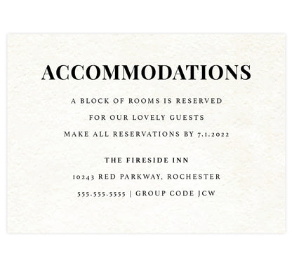 Colorful Floral Frame wedding detail/accommodation card; textured background with black text