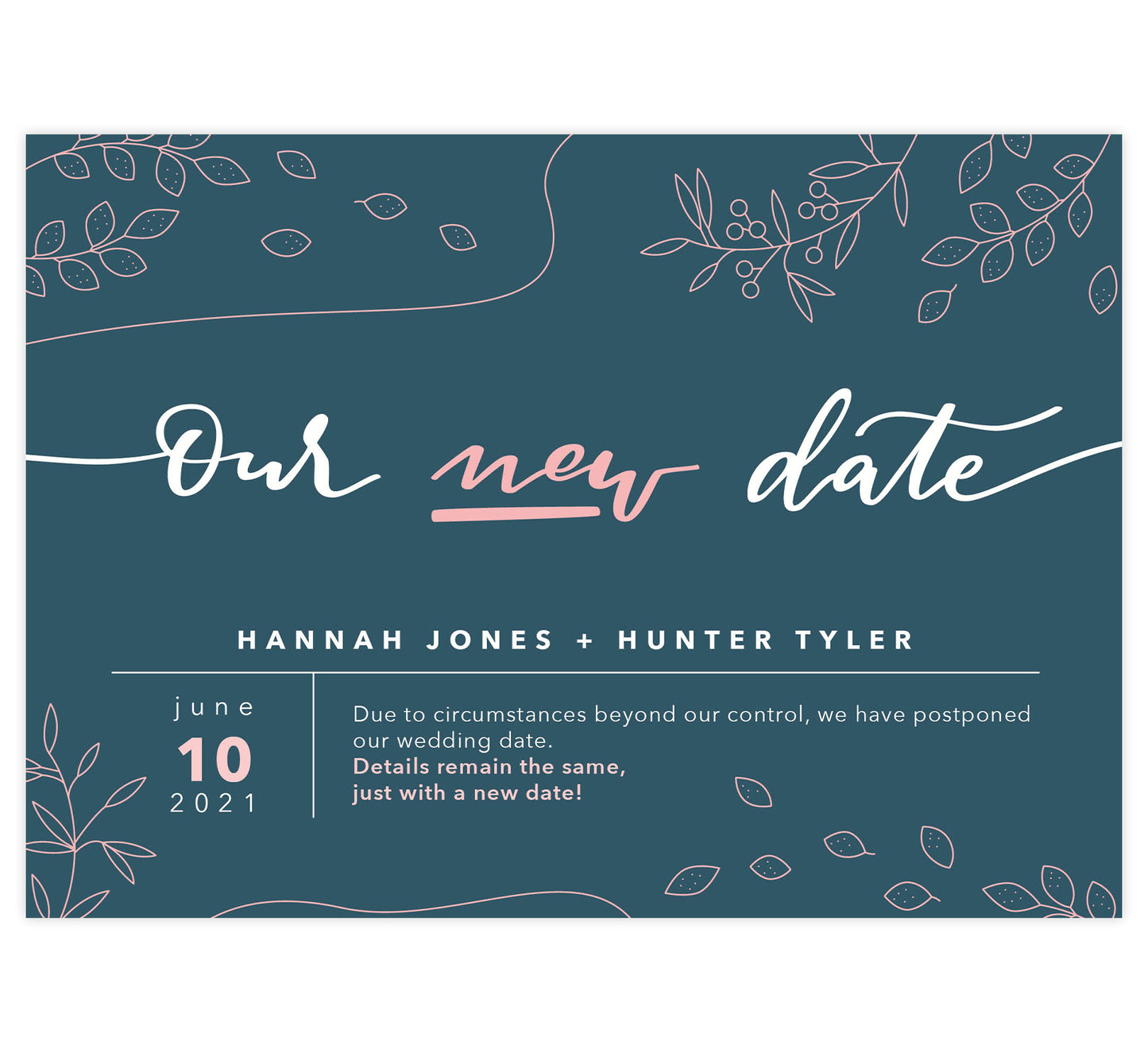 Pink Hand Drawn Postponed Card