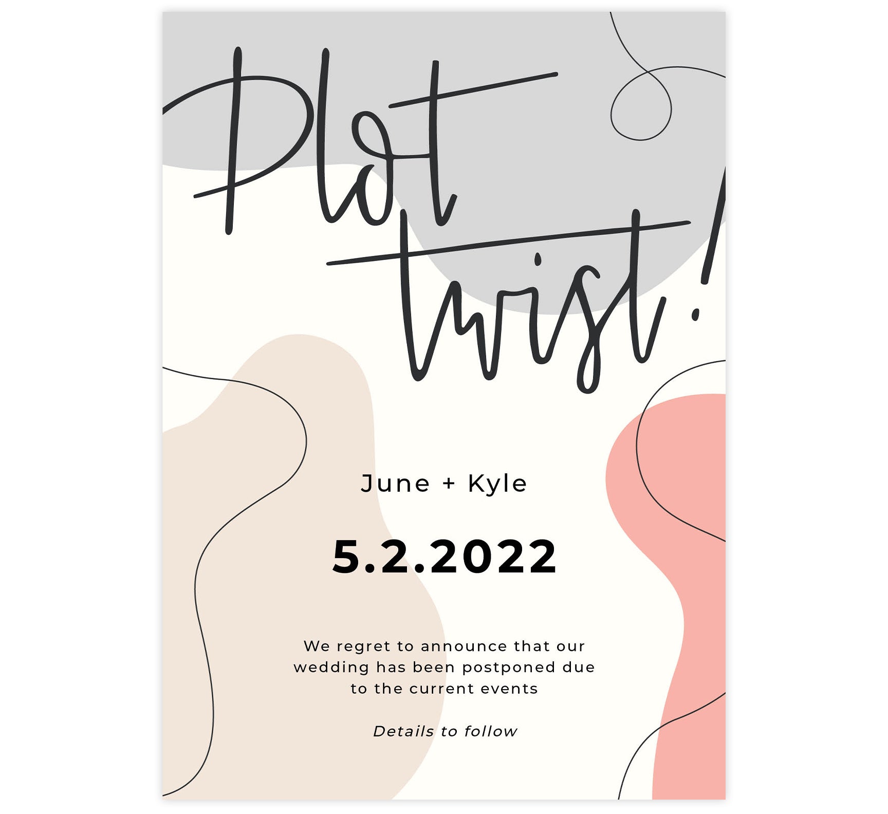 Plot Twist Postponed Card
