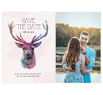 Load image into Gallery viewer, Watercolor Deer Save the Date Card with 1 image spots
