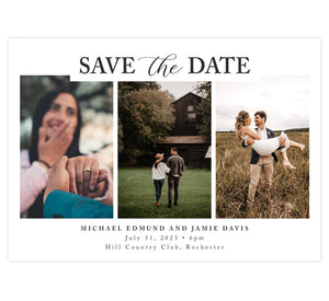 Wedding Grace Save the Date Card with 3 image spots