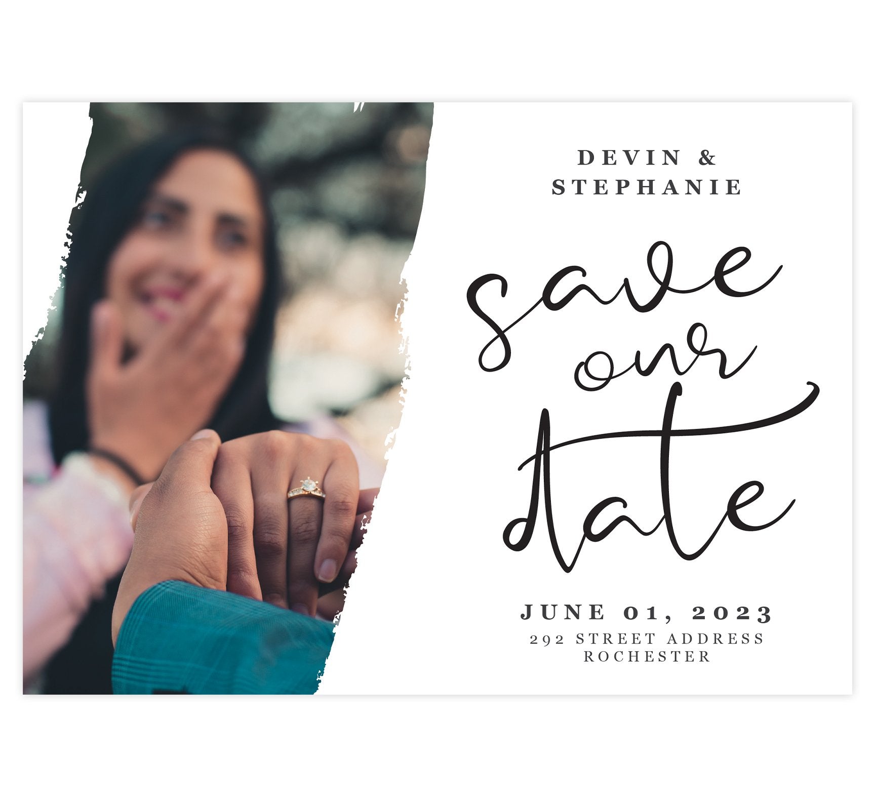 Wedding White Save the Date Card with 3 image spots