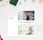 Load image into Gallery viewer, Wonderful Life Holiday Card Mockup; Holiday card with envelope and return address printed on it. 
